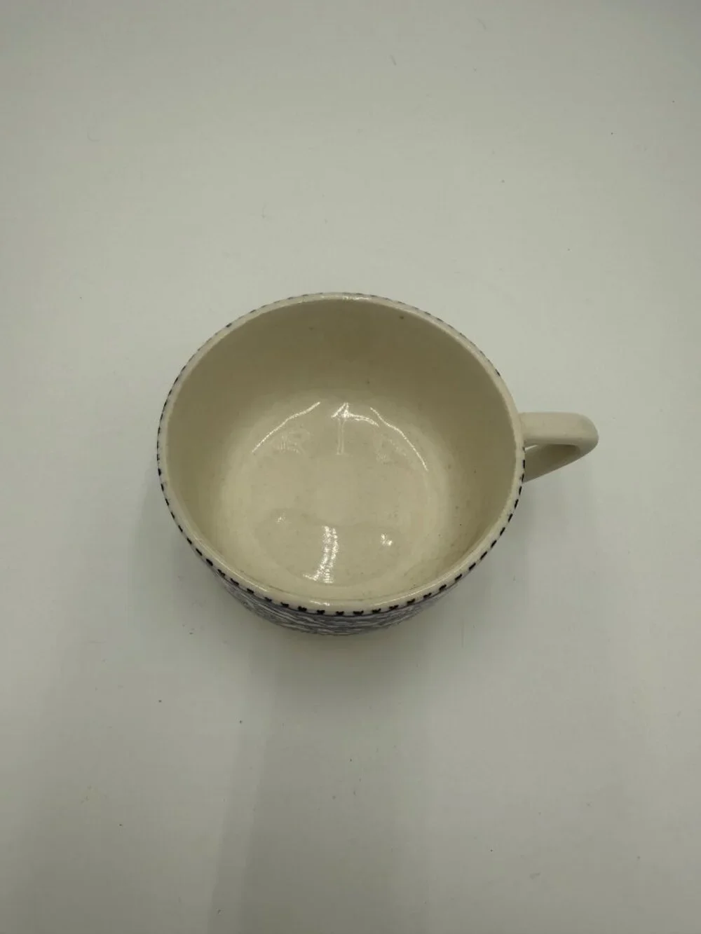 Vintage Currier & Ives Blue White Ceramic Tea cup Coaching Scene